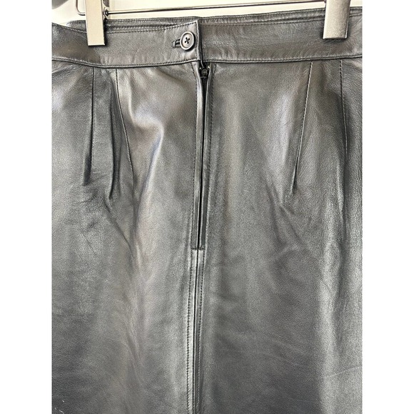 Saguaro Genuine Soft Leather Double Slit Buckle Skirt Black Women's Size 14 - Picture 9 of 16